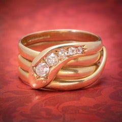 Antique Edwardian 18 Carat Gold Dated 1906 Diamond Snake Ring