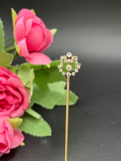 Antique Edwardian 18ct Gold Platinum Diamond Stick Pin, Circa 1910