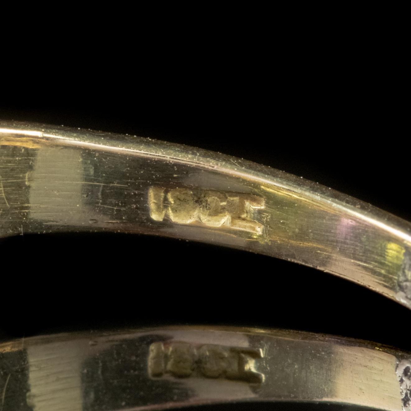 Edwardian 18 Carat Gold Suffragette Ring Peridot Amethyst Diamond, circa 1915 2