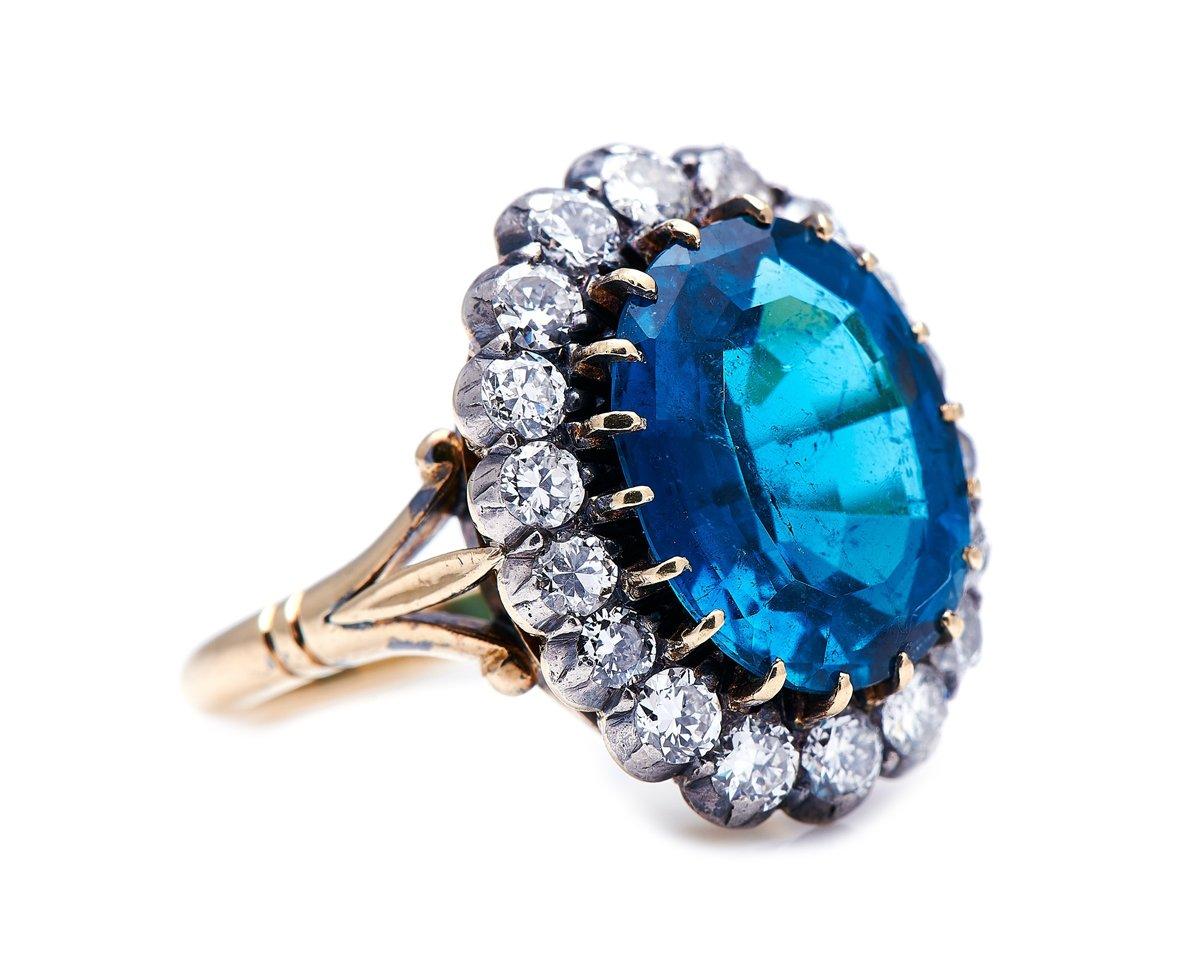 Blue tourmaline and diamond ring, early 20th century. Tourmaline is capable of producing arguably the widest range of colours in the world of gems, including some extraordinarily vivid and distinctive hues. This particular tourmaline is a striking