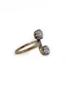 Antique Edwardian 18k Gold, 2ct Diamond Toi Et Moi Engagement Ring
