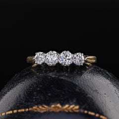 Antique Edwardian 18K Gold and Platinum Old Cut Four Stone Diamond Ring