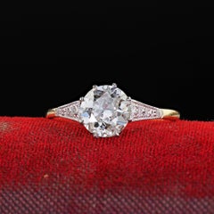 Antique Edwardian 18K Gold and Platinum Old Euro Diamond Engagement Ring - GIA