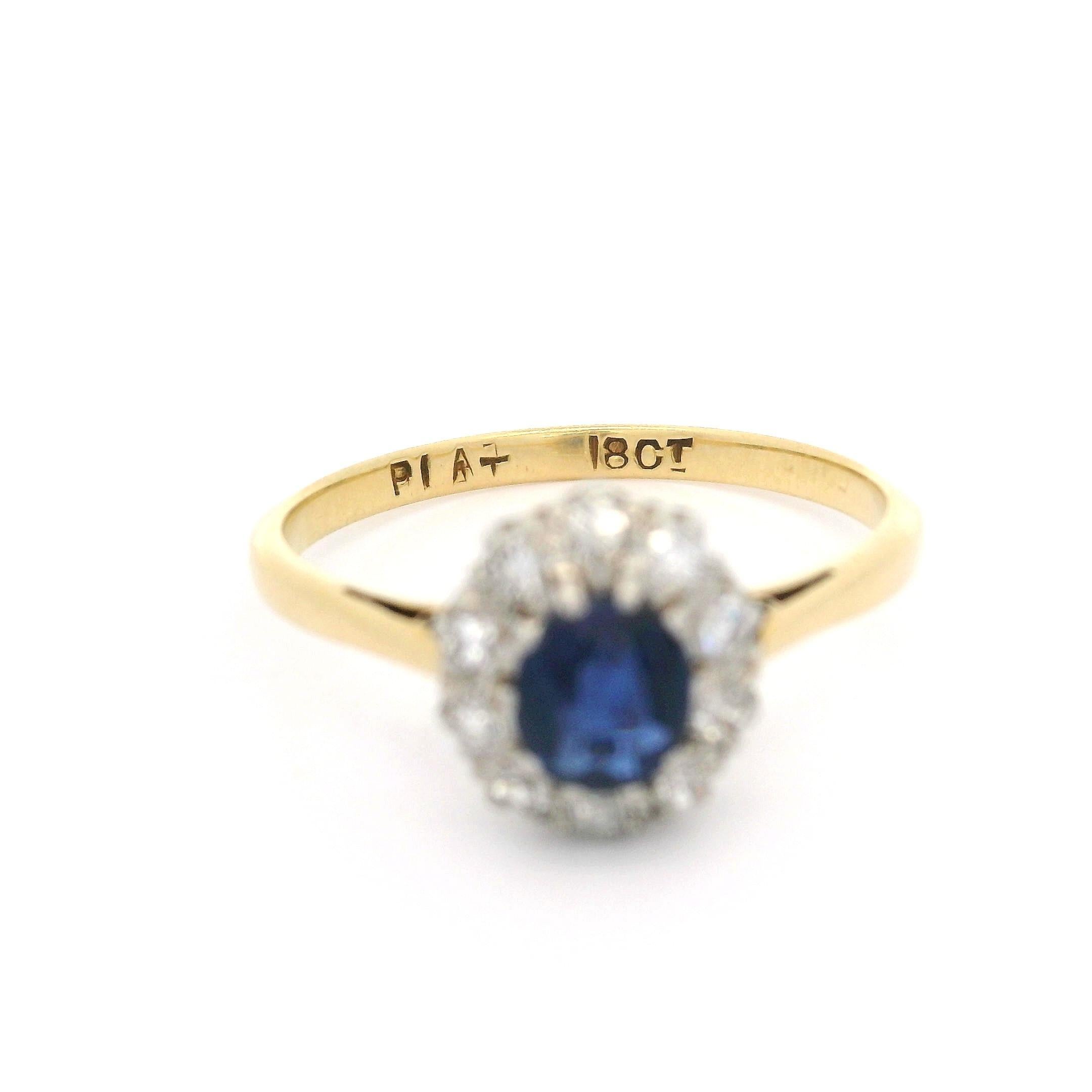 Donna Antico anello edoardiano in oro 18k e platino con zaffiro e diamante da 0,52 ct. in vendita