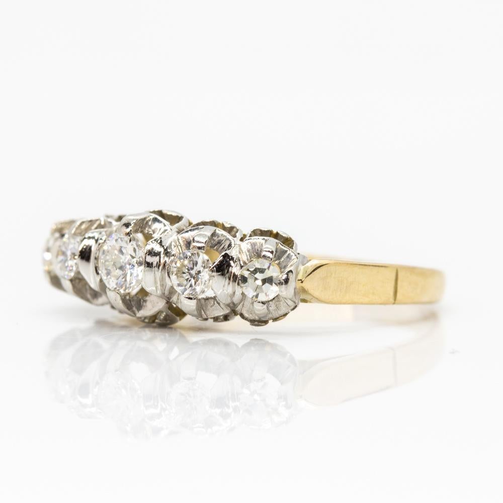 Edwardian Style 18 Karat Gold and Platinum Diamond Ring In Excellent Condition In Miami, FL