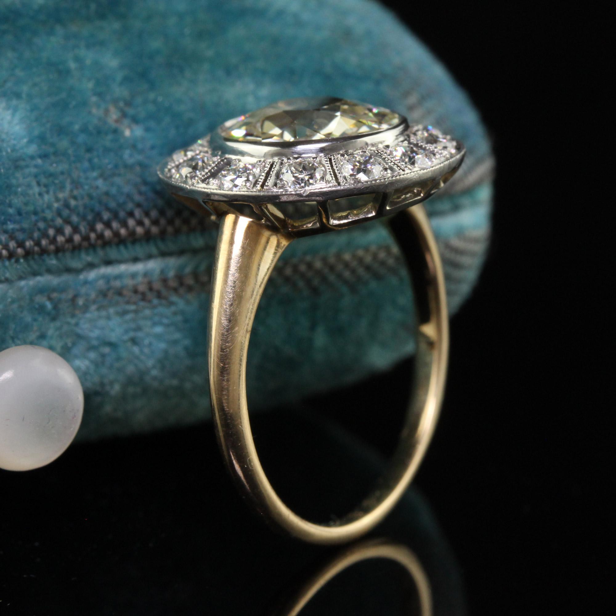 Antiker edwardianischer Verlobungsring aus 18 Karat Gold und Platin mit Diamanten aus altem Eurodiamant - GIA (Edwardian) im Angebot