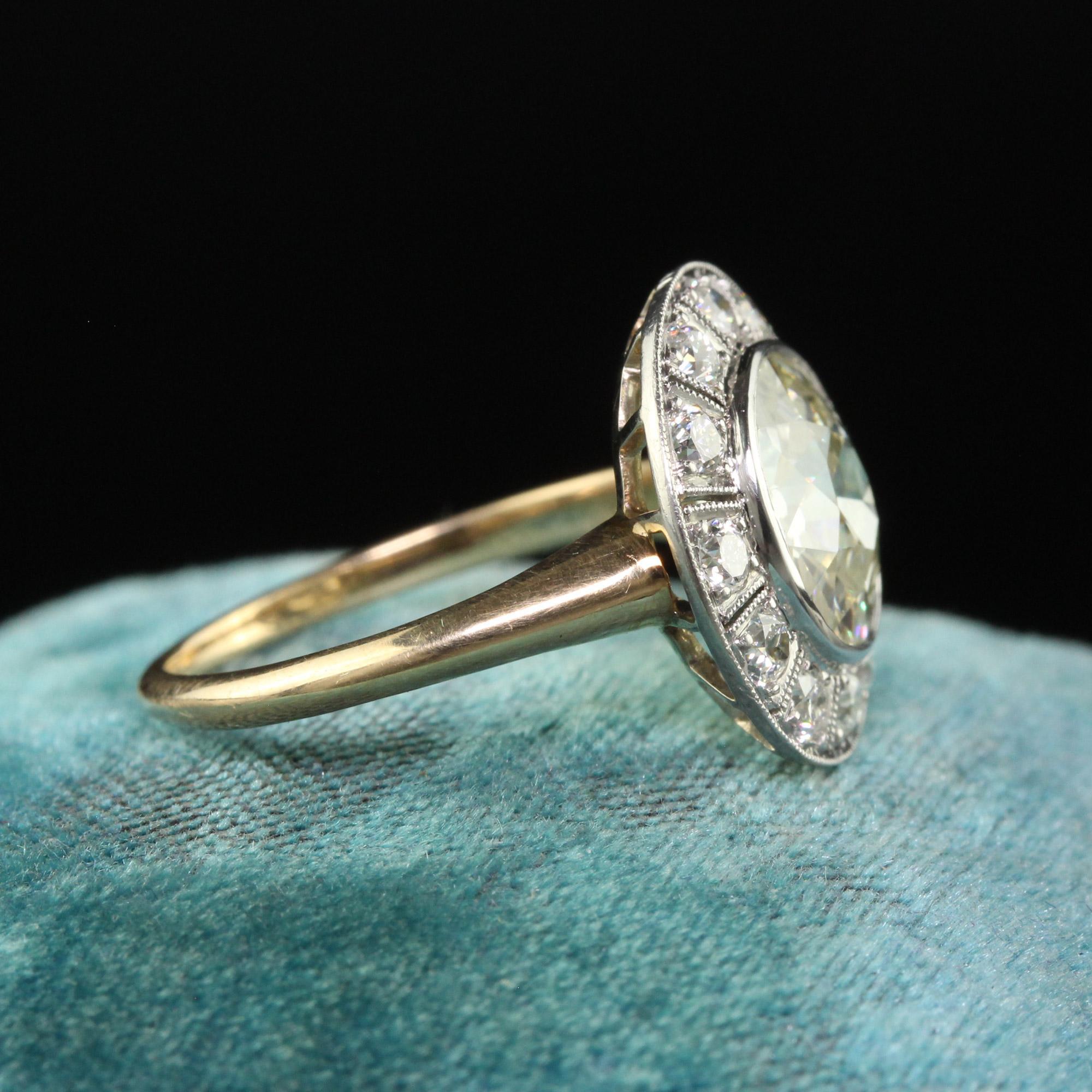 Antiker edwardianischer Verlobungsring aus 18 Karat Gold und Platin mit Diamanten aus altem Eurodiamant - GIA (Alteuropäischer Schliff) im Angebot