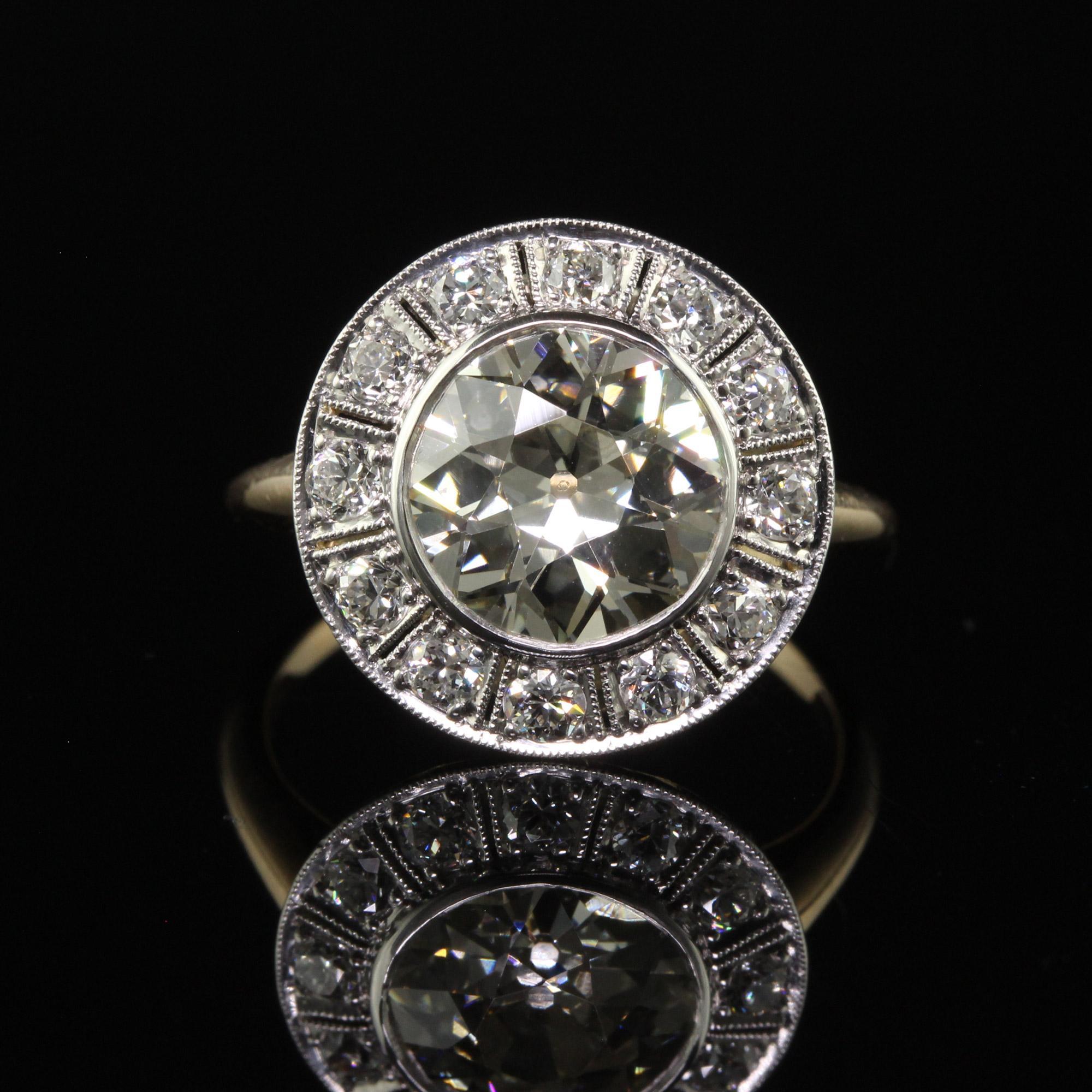 Antiker edwardianischer Verlobungsring aus 18 Karat Gold und Platin mit Diamanten aus altem Eurodiamant - GIA Damen im Angebot