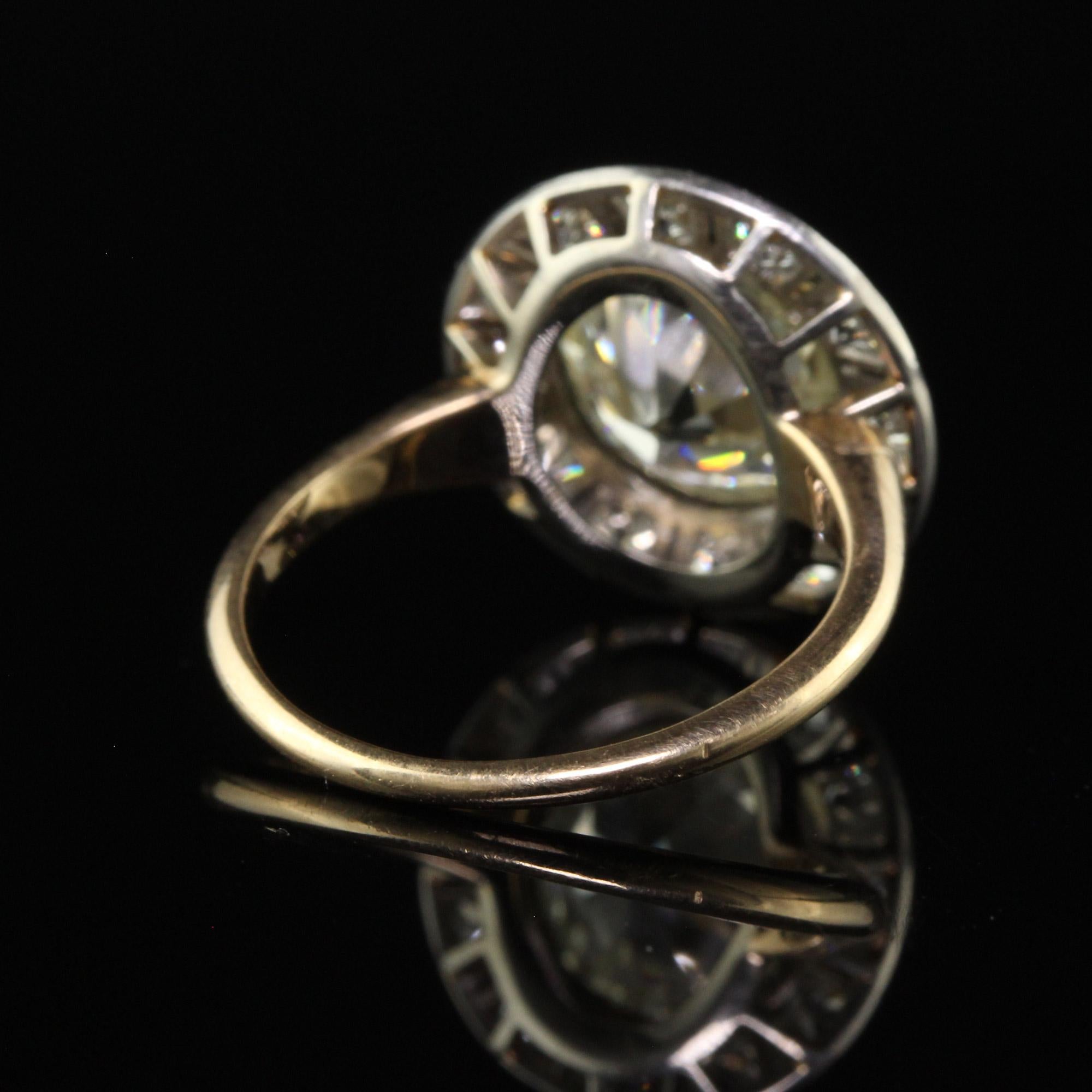 Antiker edwardianischer Verlobungsring aus 18 Karat Gold und Platin mit Diamanten aus altem Eurodiamant - GIA im Angebot 1