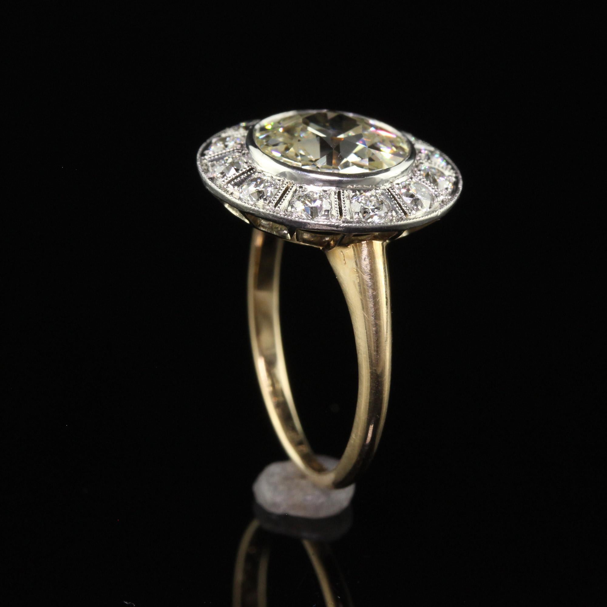 Antiker edwardianischer Verlobungsring aus 18 Karat Gold und Platin mit Diamanten aus altem Eurodiamant - GIA im Angebot 2