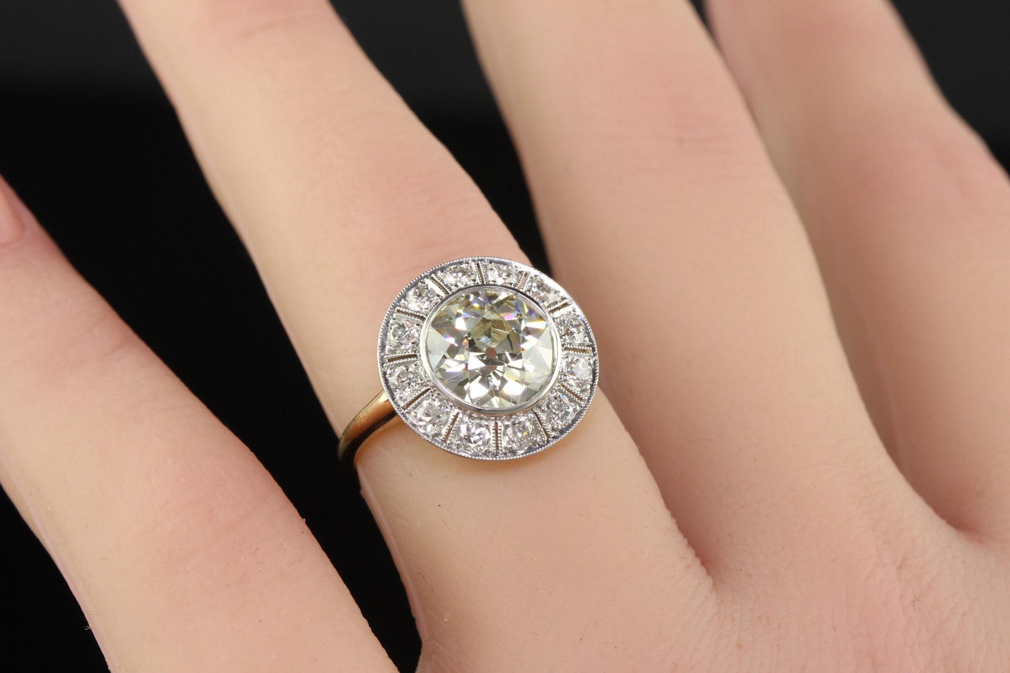 Antiker edwardianischer Verlobungsring aus 18 Karat Gold und Platin mit Diamanten aus altem Eurodiamant - GIA im Angebot 3