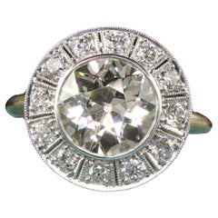 Antiker edwardianischer Verlobungsring aus 18 Karat Gold und Platin mit Diamanten aus altem Eurodiamant - GIA