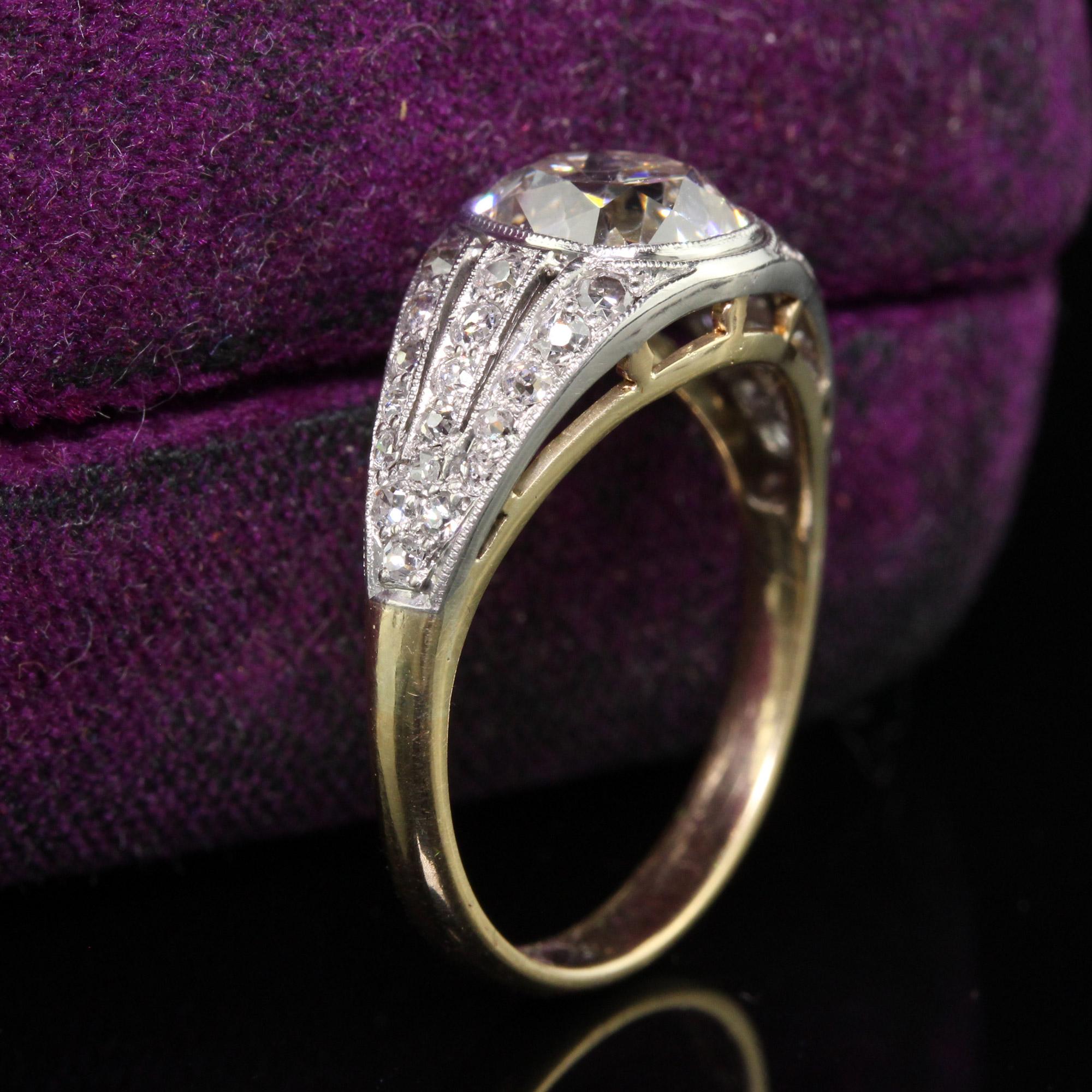 Old Mine Cut Antique Edwardian 18K Gold Platinum Old Mine Diamond Engagement Ring - GIA For Sale