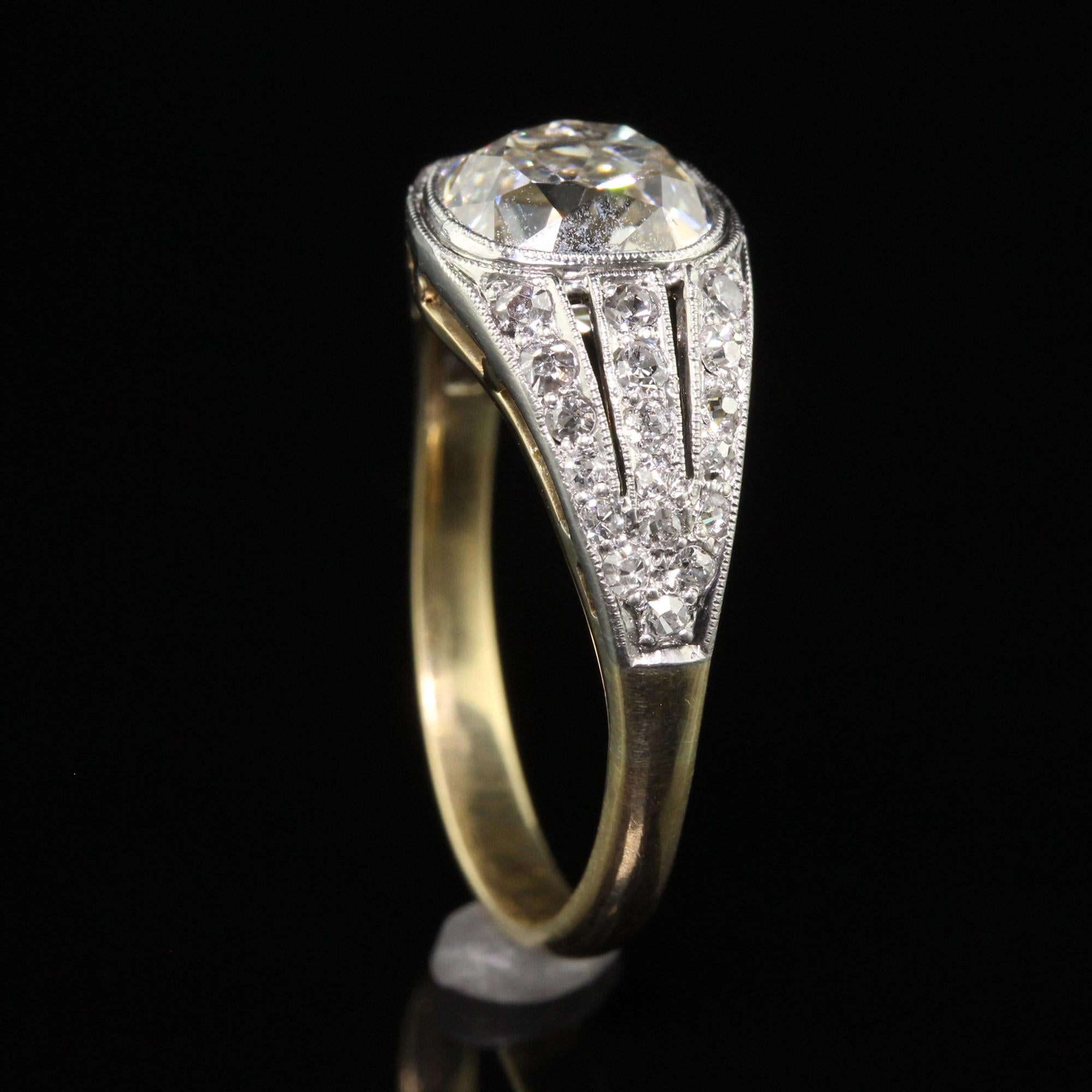 Antique Edwardian 18K Gold Platinum Old Mine Diamond Engagement Ring - GIA For Sale 1