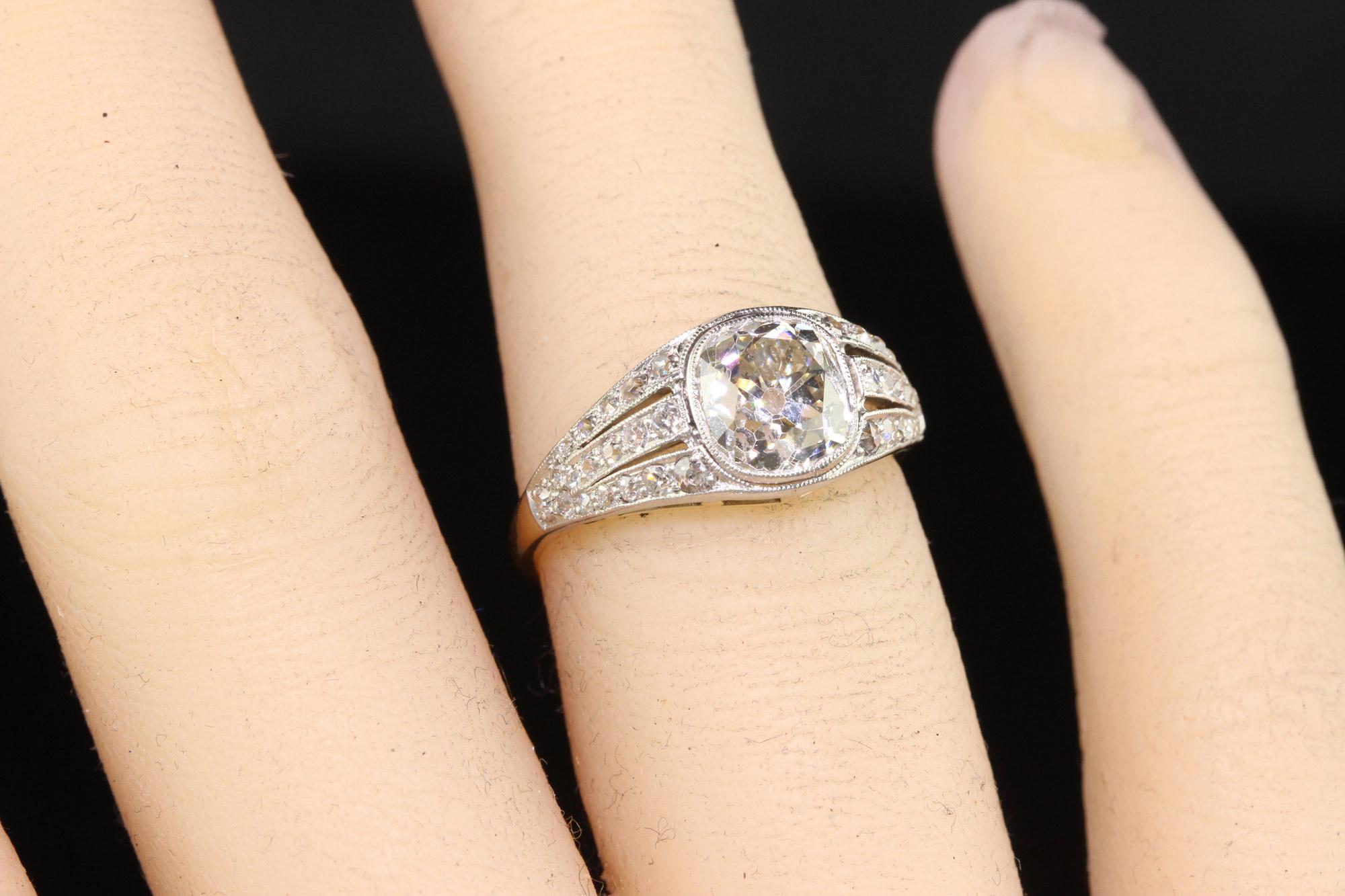 Antique Edwardian 18K Gold Platinum Old Mine Diamond Engagement Ring - GIA For Sale 2