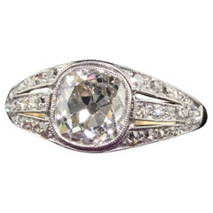 Antique Edwardian 18K Gold Platinum Old Mine Diamond Engagement Ring - GIA
