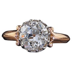 Antique Edwardian 18K Rose Gold Platinum Old Mine Diamond Engagement Ring - GIA