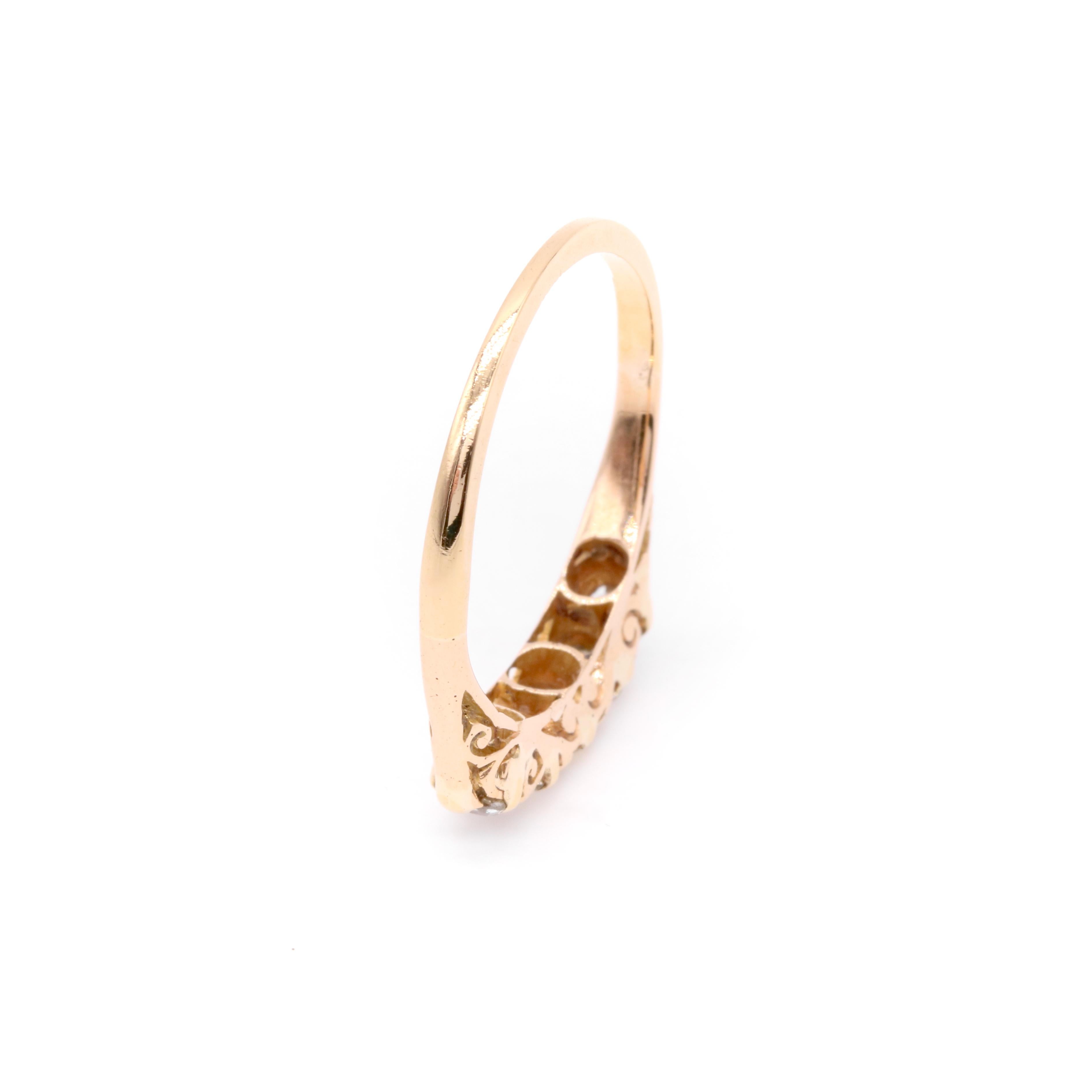 Antique Edwardian 18K Yellow Gold 0.75ctw 5 Stone Old European Cut Diamond Ring 4