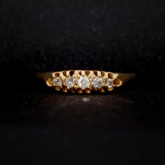 Antique Edwardian 18K Yellow Gold 5 Stone Diamond Ring