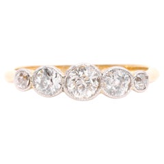 Antique Edwardian 18K Yellow Gold and Platinum Bezel Set 0.73ctw Old Cut Diamond