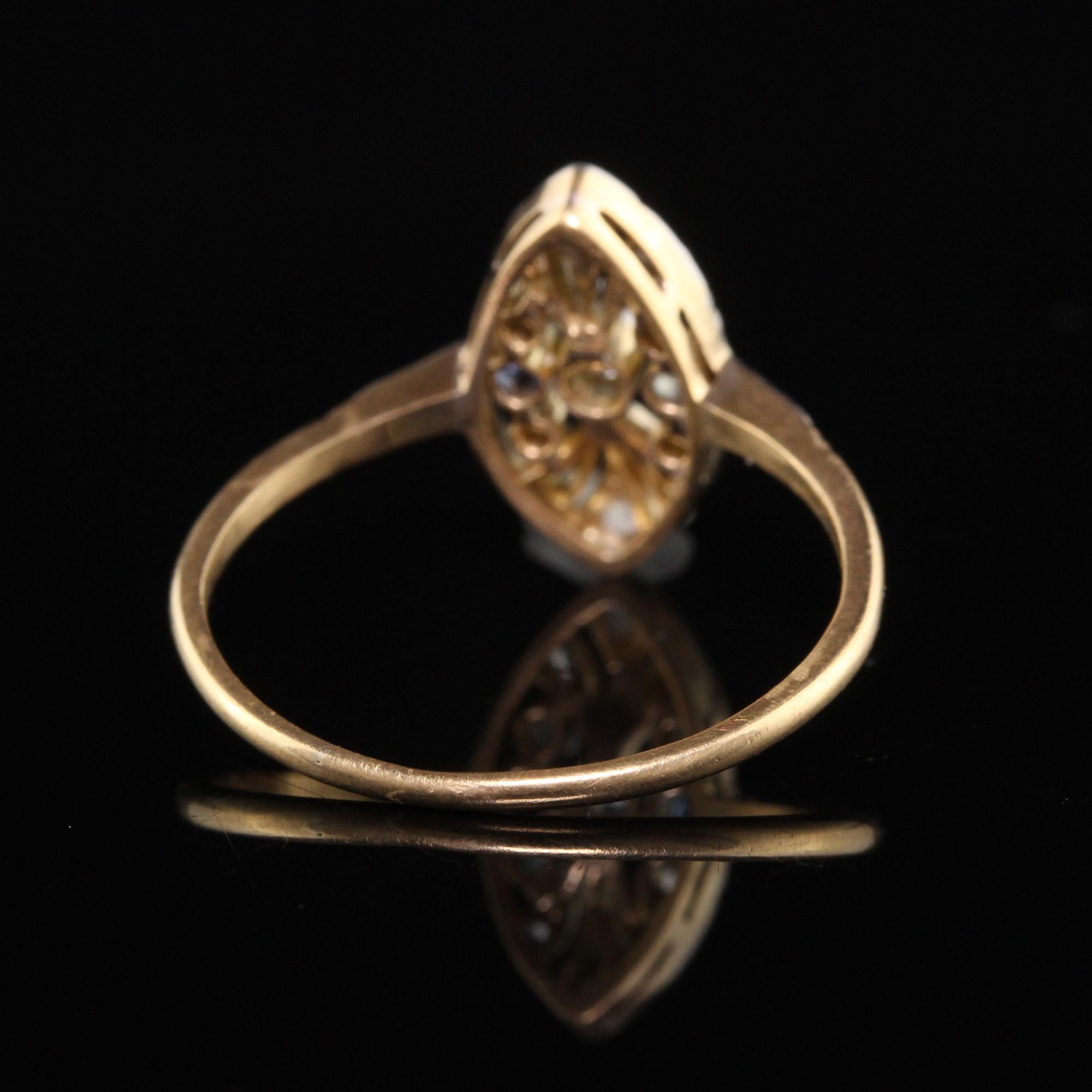 Women's Antique Edwardian 18K Yellow Gold and Platinum Diamond Sapphire Ring