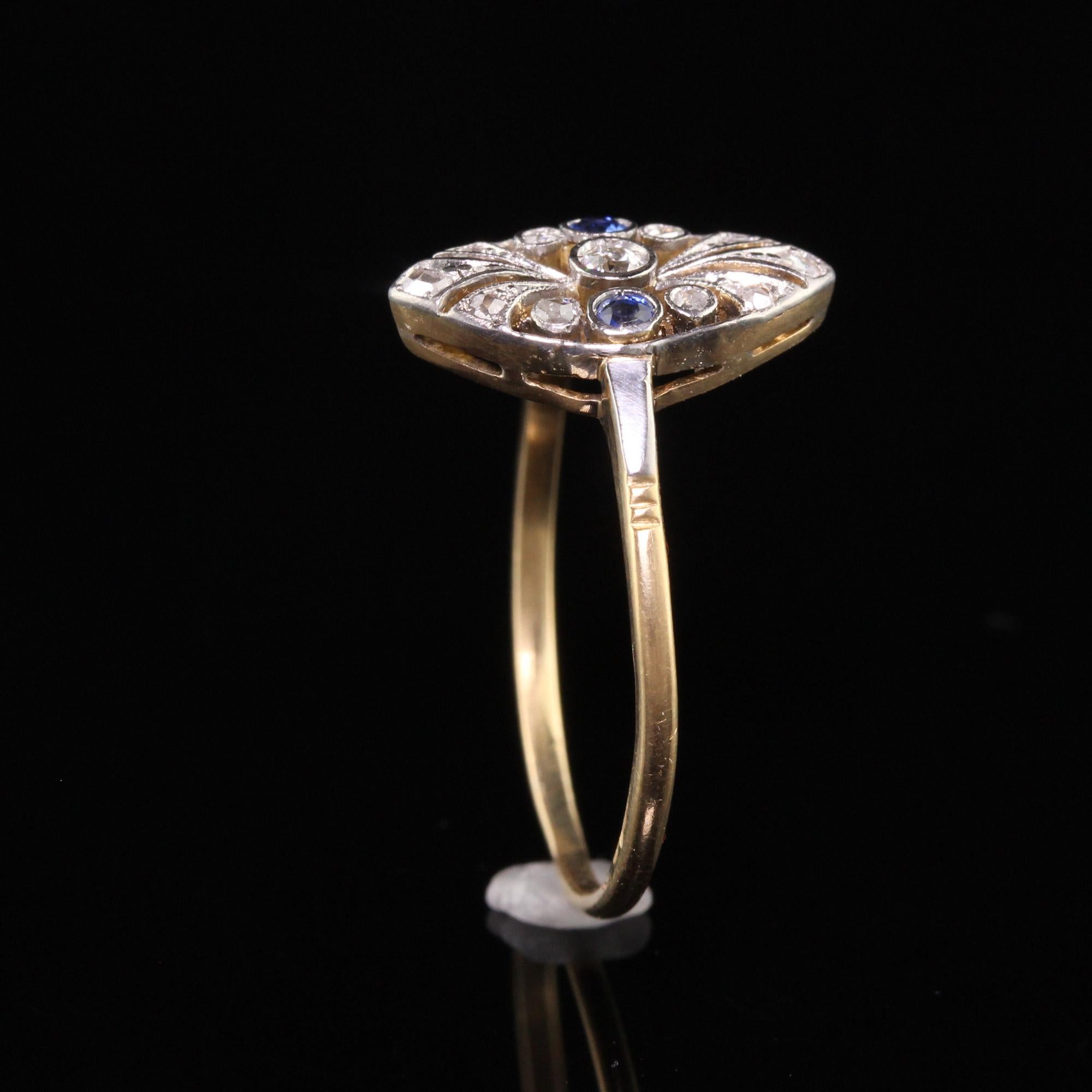 Antique Edwardian 18K Yellow Gold and Platinum Diamond Sapphire Ring 1