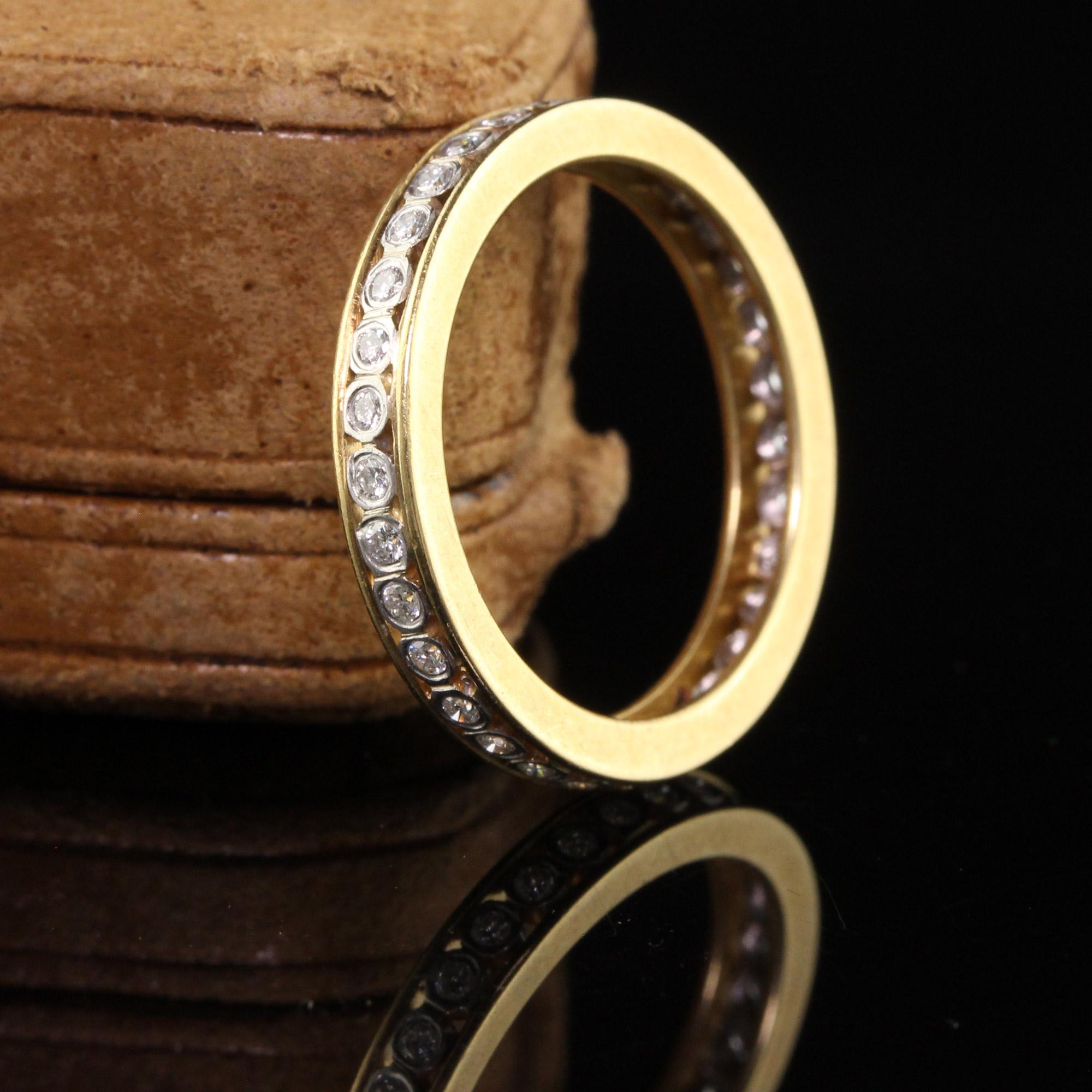 Vintage Retro-Eternity-Ring aus 18 Karat Gelbgold und Platin mit altem Eurodiamant (Alteuropäischer Schliff)