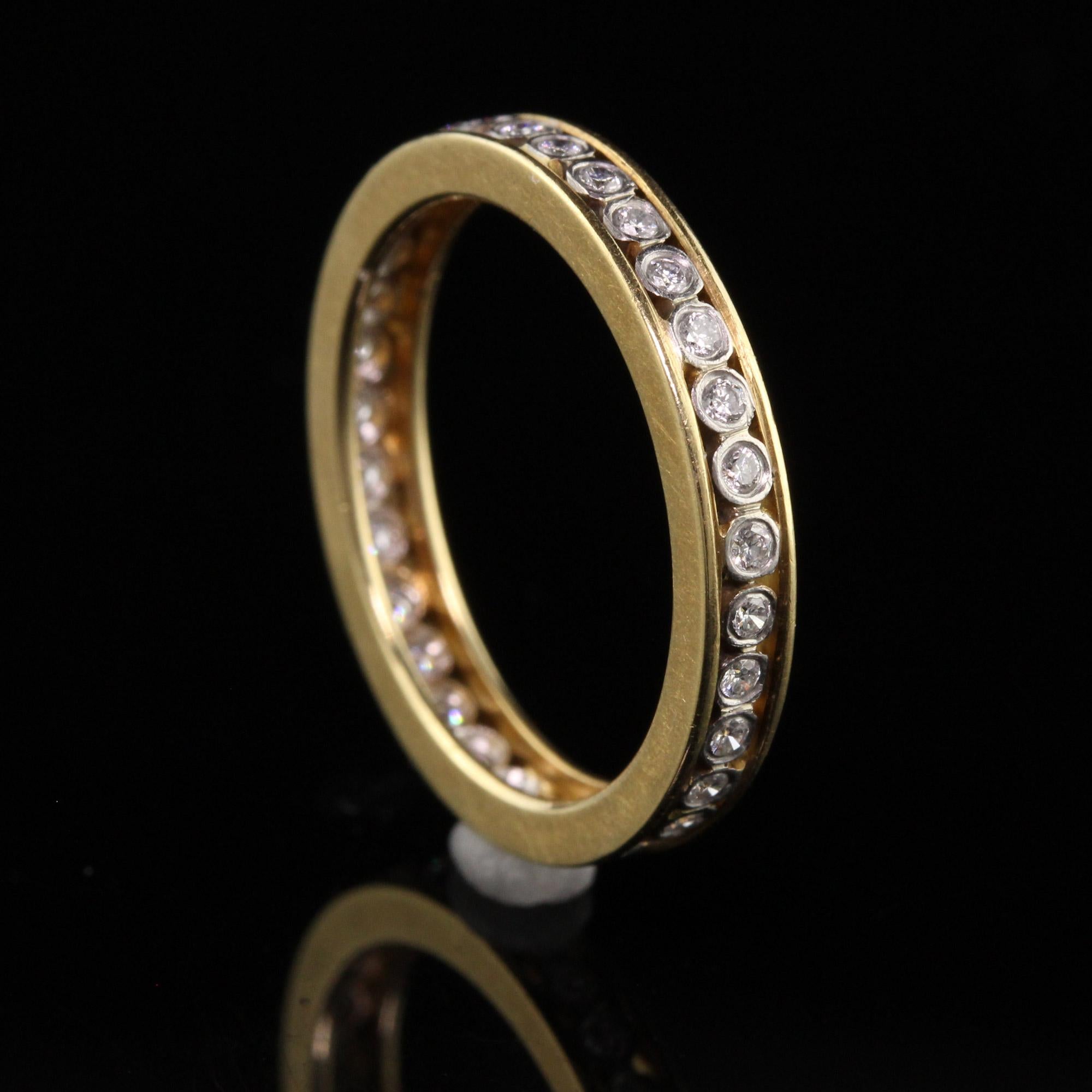 Vintage Retro-Eternity-Ring aus 18 Karat Gelbgold und Platin mit altem Eurodiamant Damen