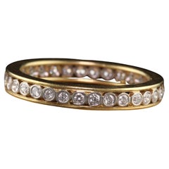 Bracelet d'éternité rétro vintage en or jaune 18 carats et platine avec diamants européens anciens