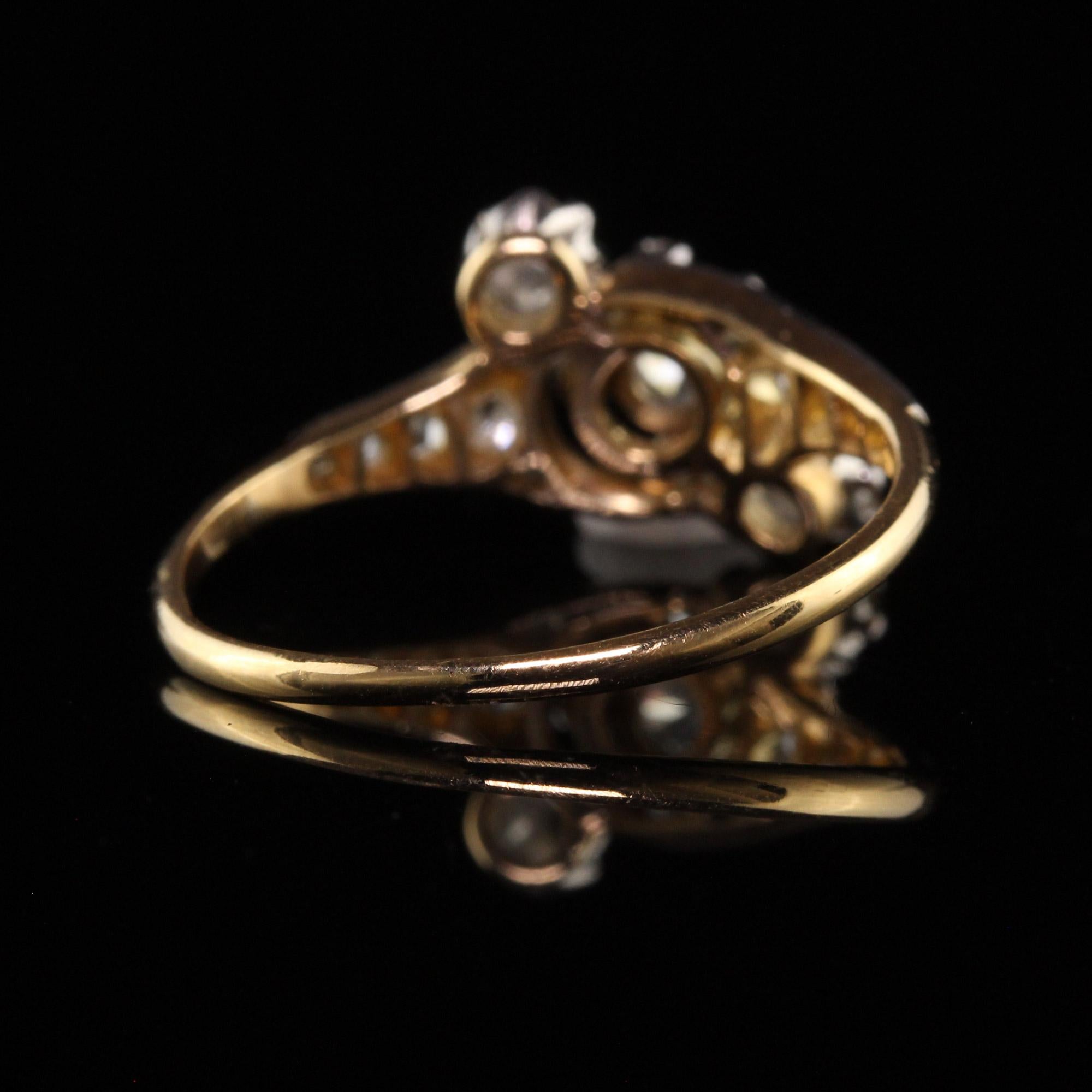 Antiker edwardianischer Diamantring aus 18 Karat Gelbgold und Platin mit Rosenschliff Damen im Angebot