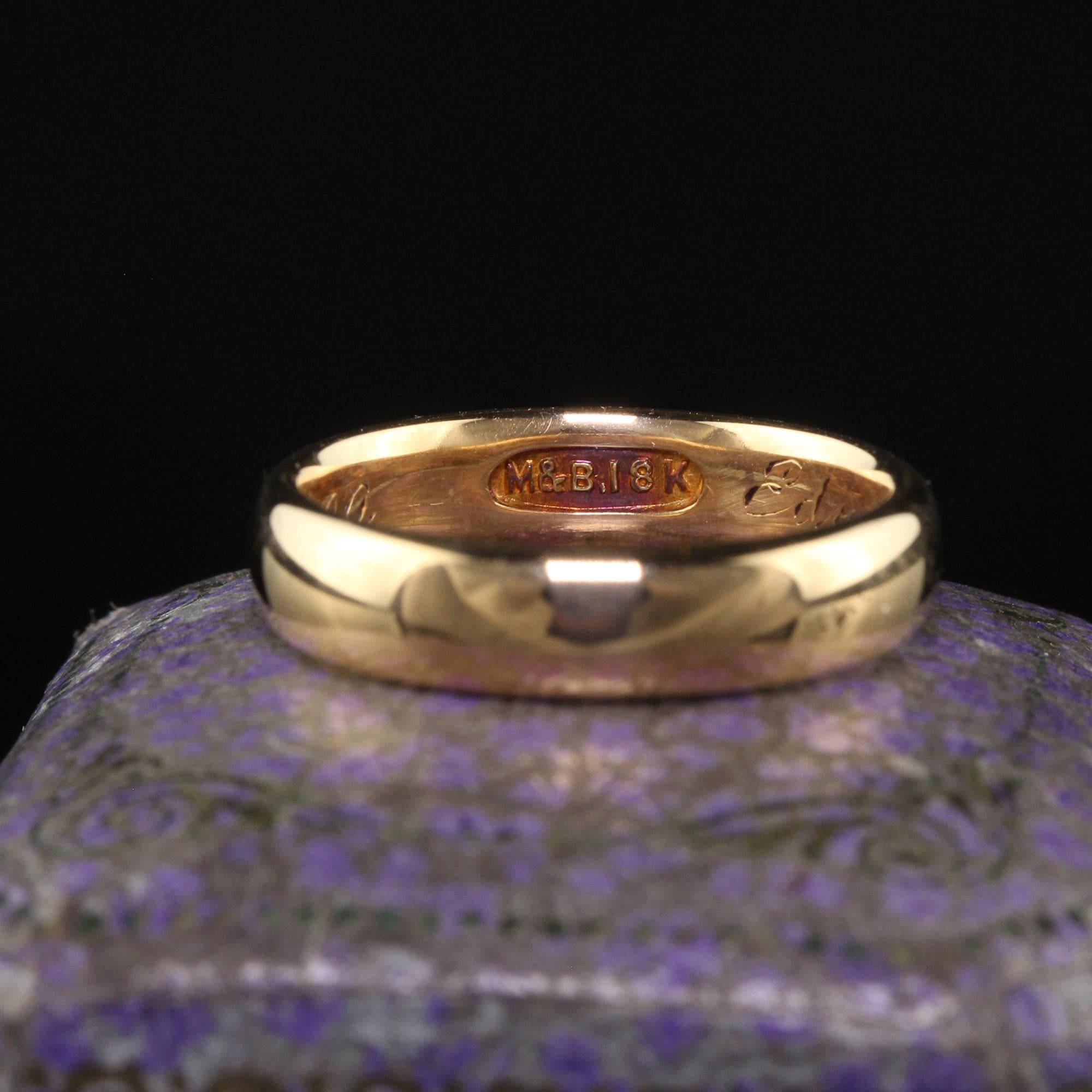 Women's Antique Edwardian 18K Yellow Gold Classic Engraved Wedding Band - Size 6 3/4