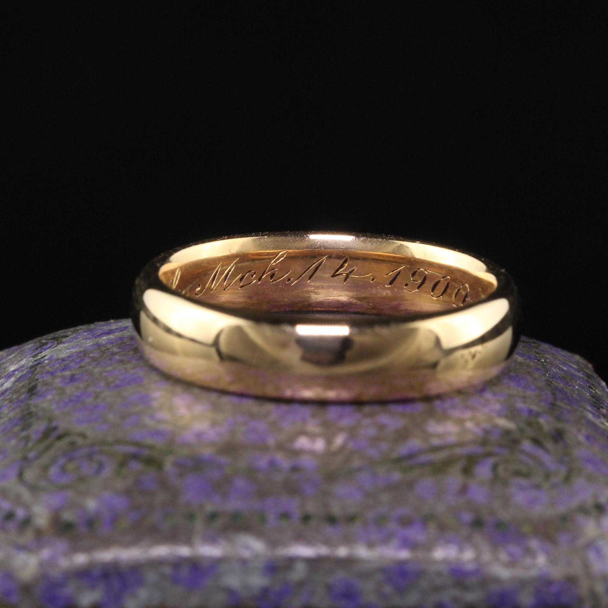 Antique Edwardian 18K Yellow Gold Classic Engraved Wedding Band - Size 6 3/4 1