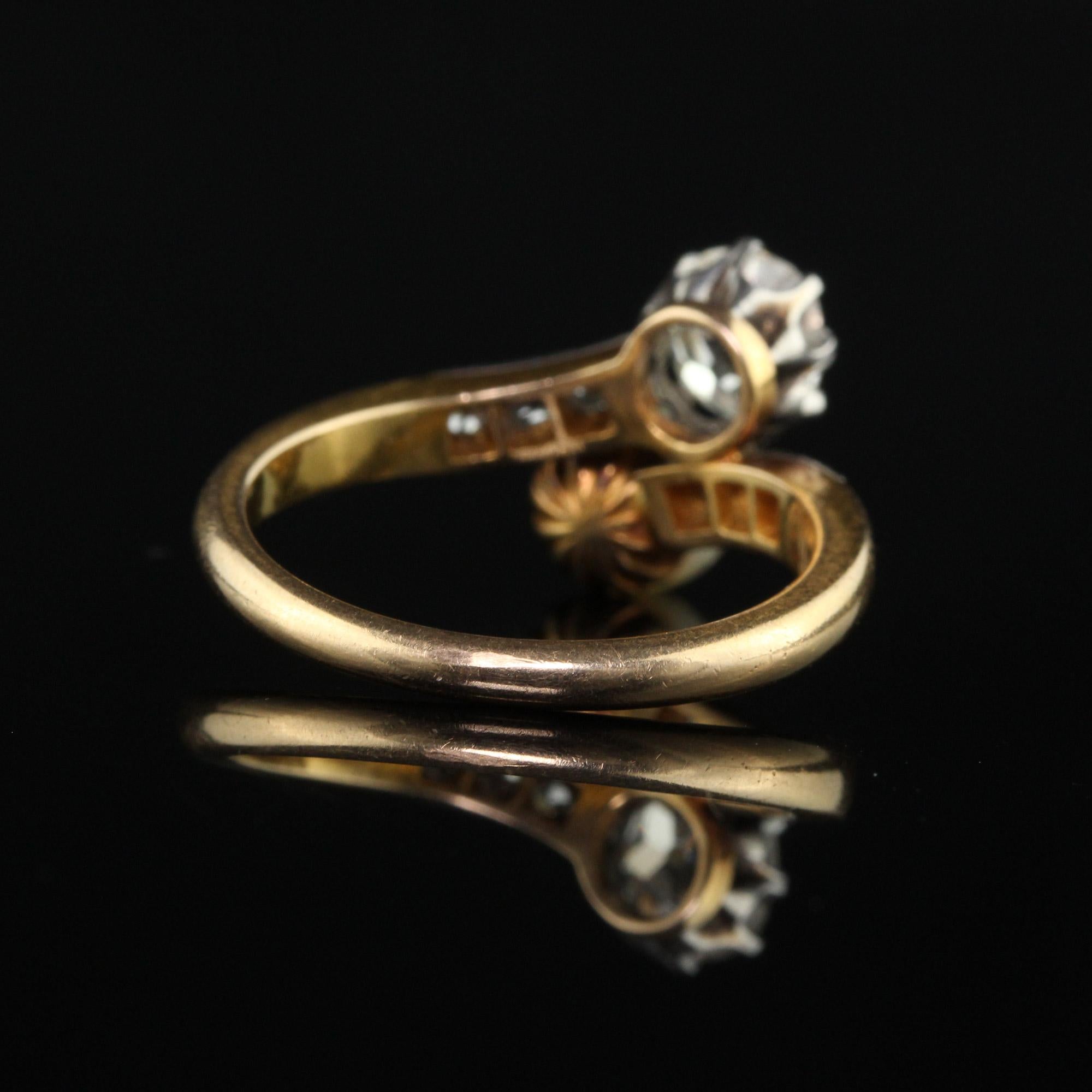 Women's Antique Edwardian 18K Yellow Gold Old Mine Cut Diamond and Pearl Toi et Moi Enga For Sale