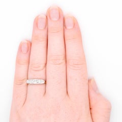 Antique Edwardian 18K Yellow Gold & Platinum 1.02ctw 5 Stone Diamond Ring