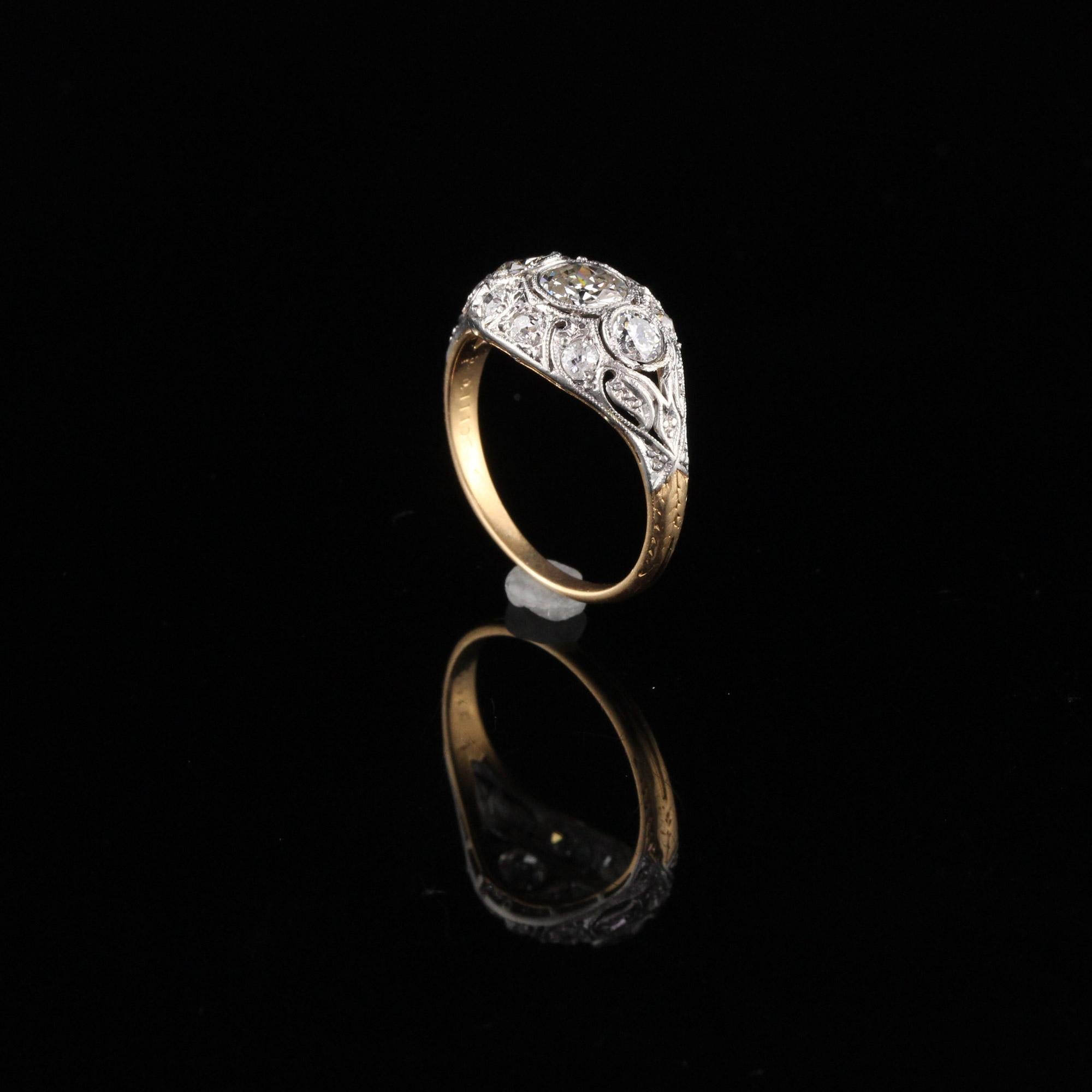 Women's Antique Edwardian 18 Karat Gold and Platinum 3-Stone Diamond Engagement Ring
