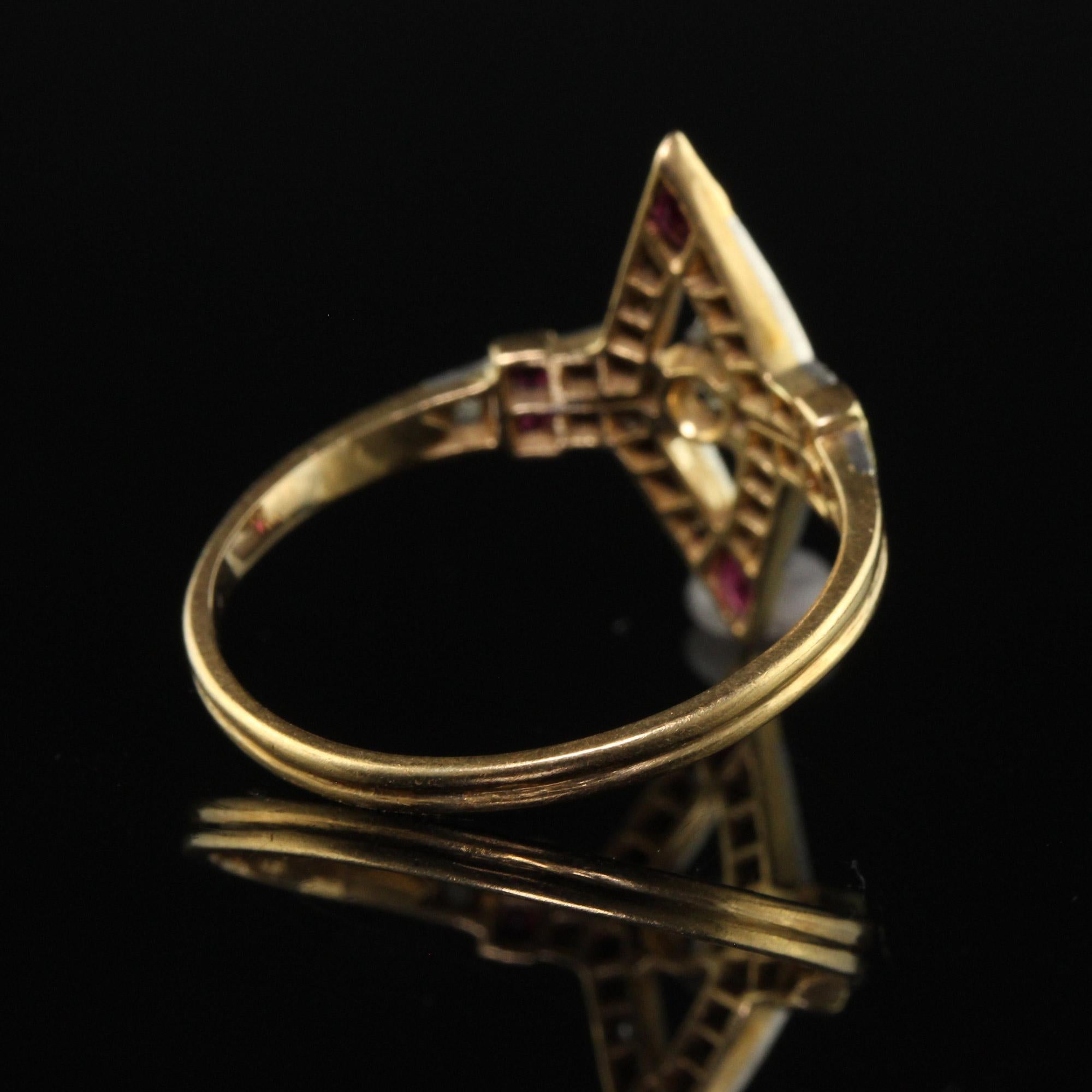 Antique Edwardian 18K Yellow Gold Platinum Old Cut Diamond Ruby Ring 2