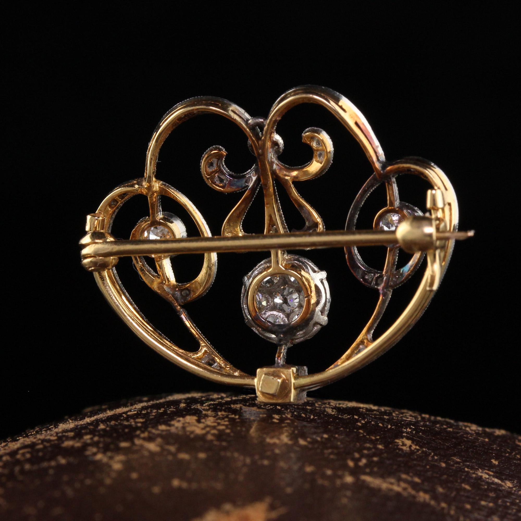 Épingle édouardienne ancienne en or jaune 18 carats et platine avec diamants d'Europe ancienne Unisexe en vente