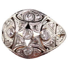 Anello antico edoardiano in oro giallo 18 carati e platino con diamante antico europeo