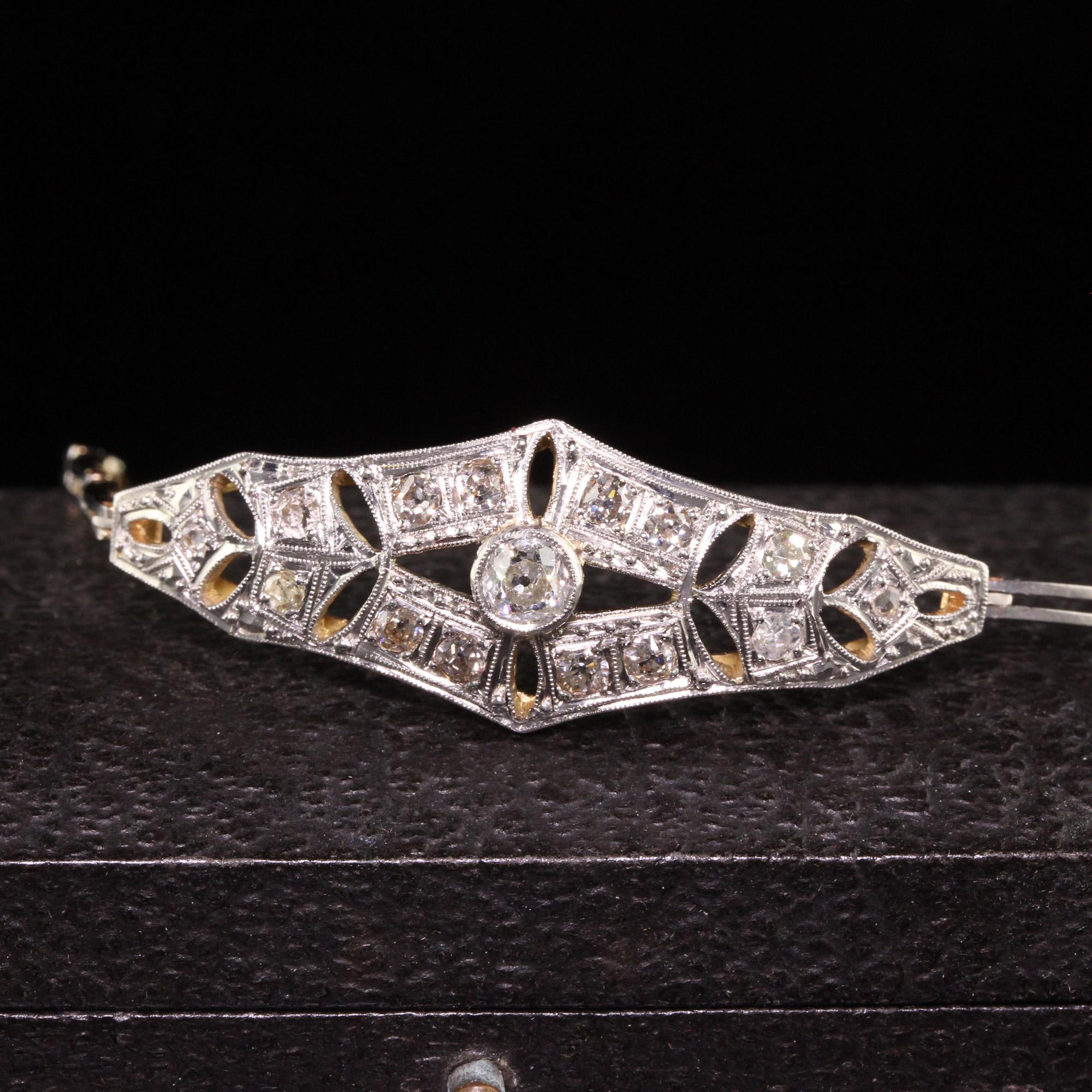 Women's Antique Edwardian 18K Yellow Gold Platinum Top Old Mine Diamond Bracelet