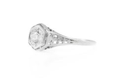 Antique Edwardian 1900s 0.75 Carat Old European Cut Diamond Engagement Ring