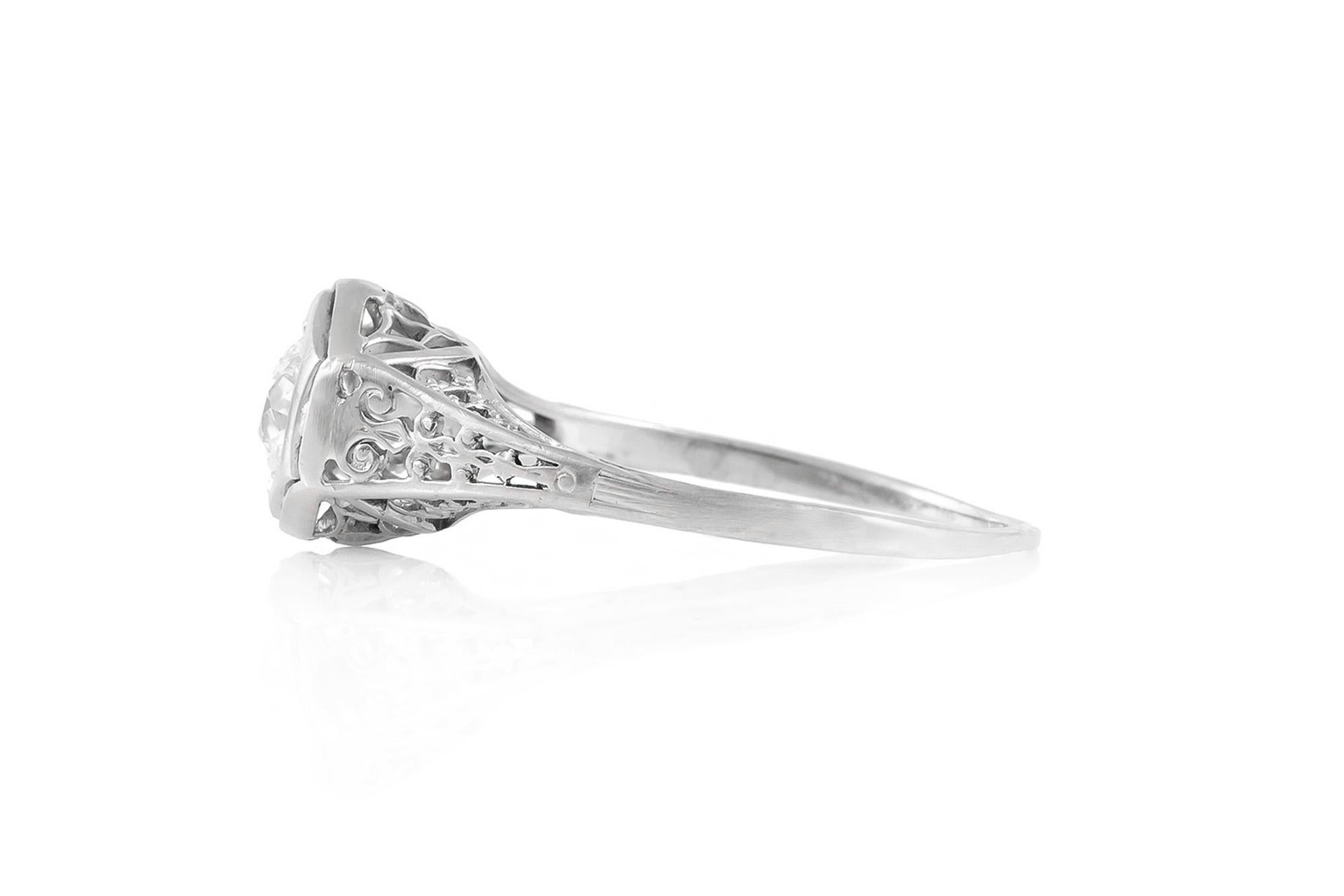 Antique Edwardian 1900s 0.75 Carat Old European Cut Diamond Engagement Ring Eduardiano en venta