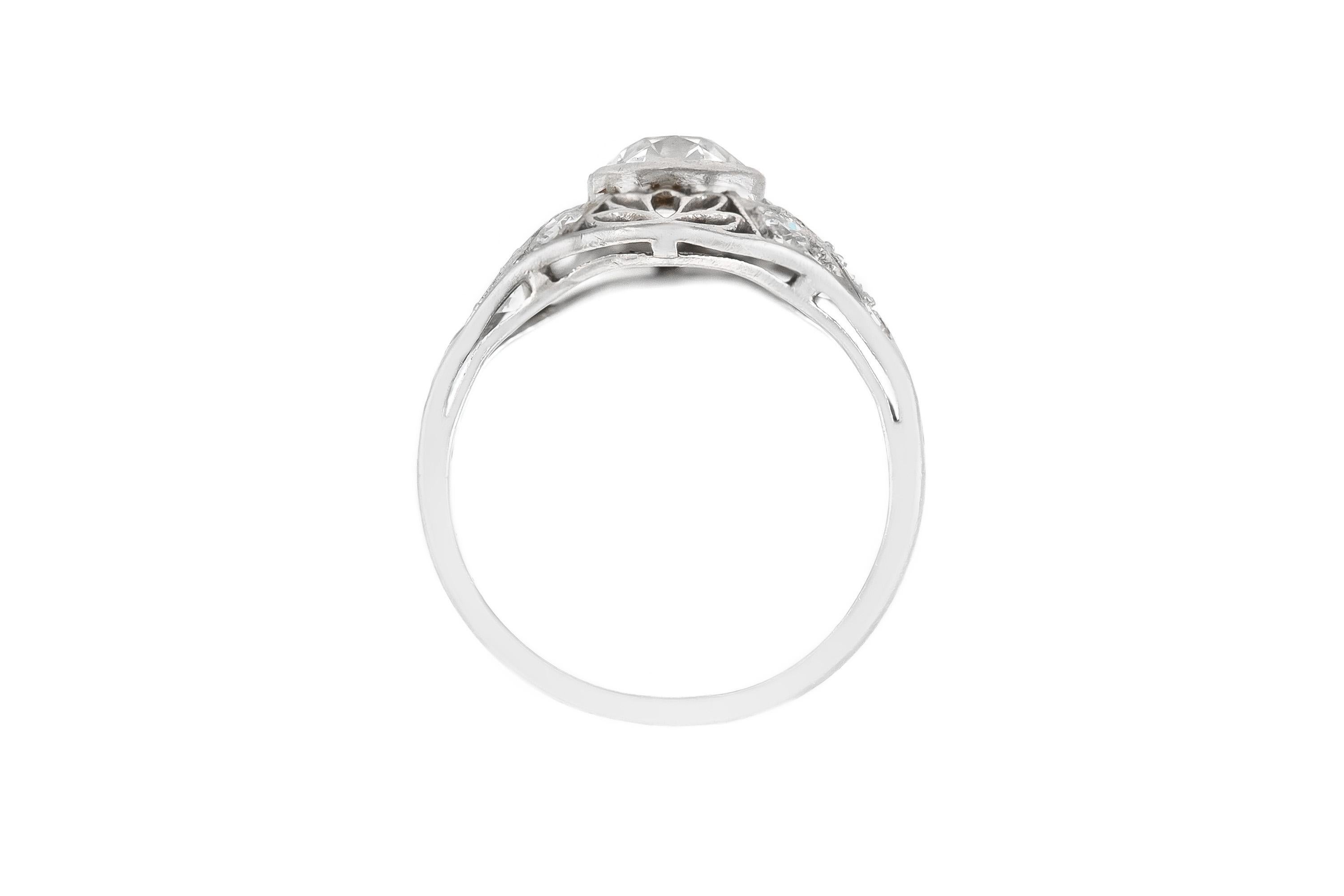 Édouardien Bague ancienne Edwardian 1900s 1.00 Carat Old European Cut Diamond Ring en vente