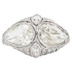 Antique Edwardian 1900s 2.65 Carat Pear-Shaped Diamonds Ring