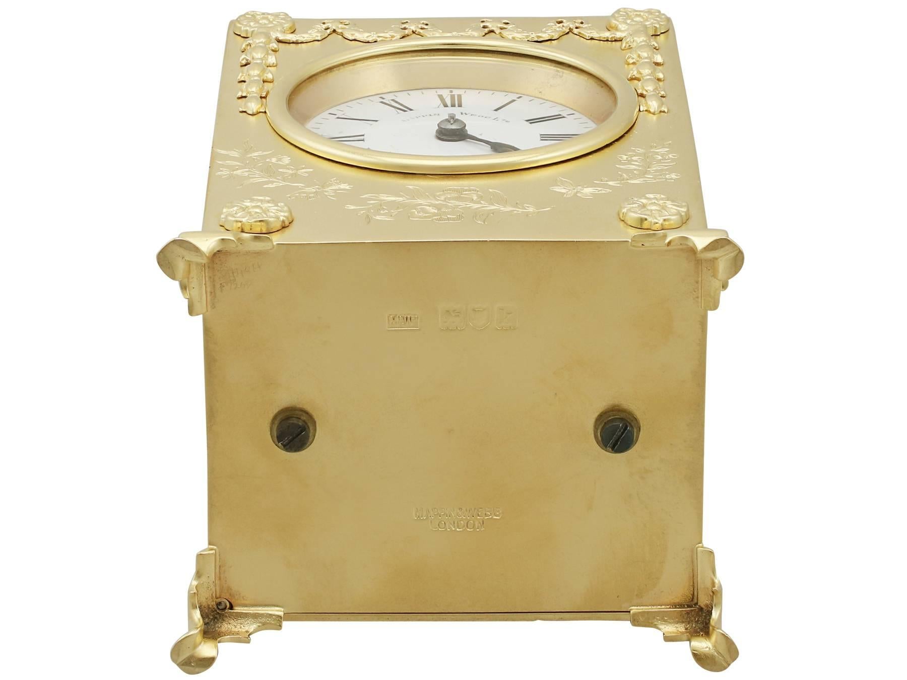 Mappin & Webb Ltd Antique Edwardian 1900s Sterling Silver Mantel Clock For Sale 8