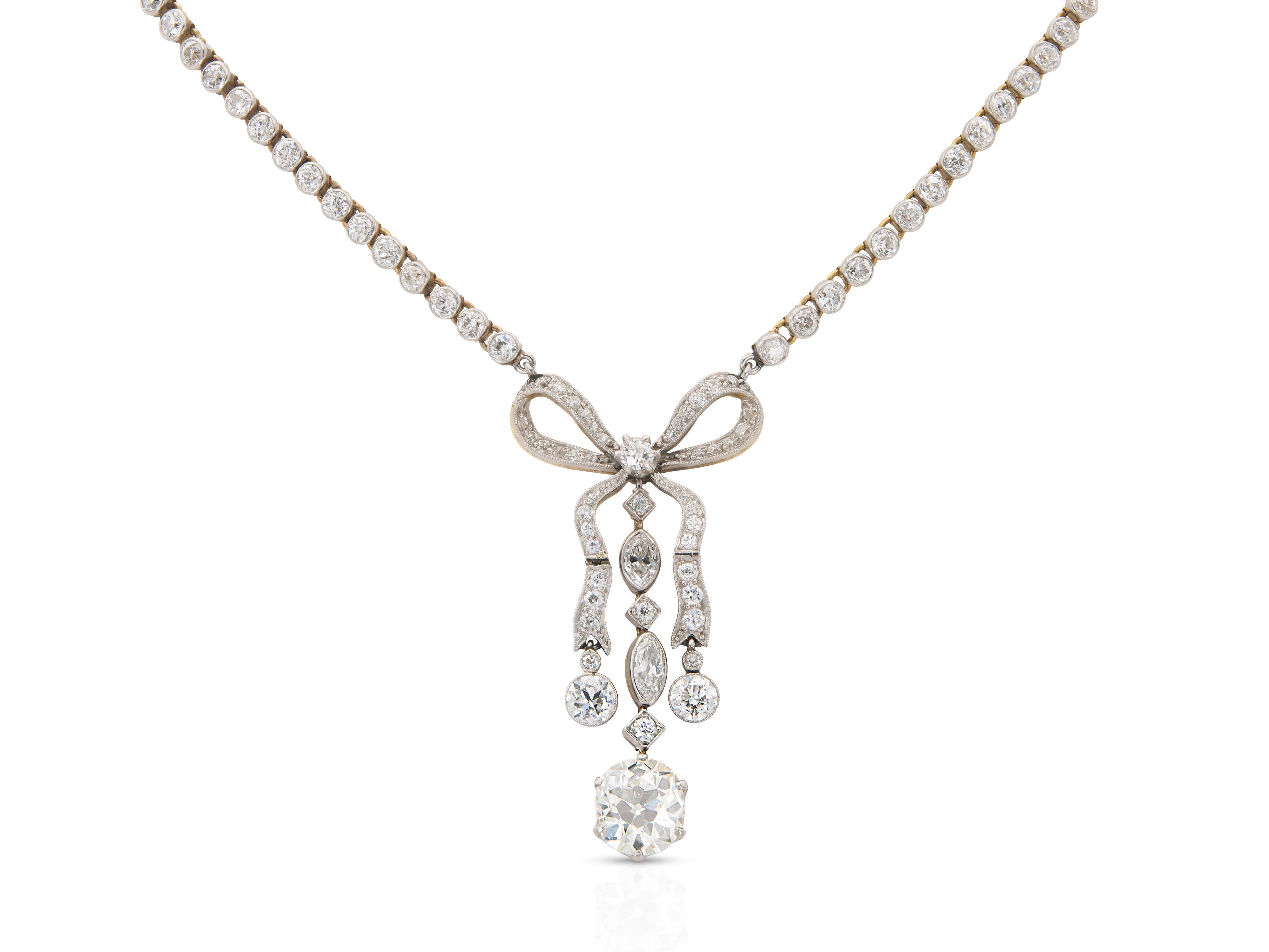 Edoardiano Collana a fiocco con diamanti da 16,00 carati di Tiffany & Co. in vendita