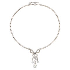 Antique Edwardian 1900s Tiffany & Co. 16.00 Carat Diamond Bow Necklace