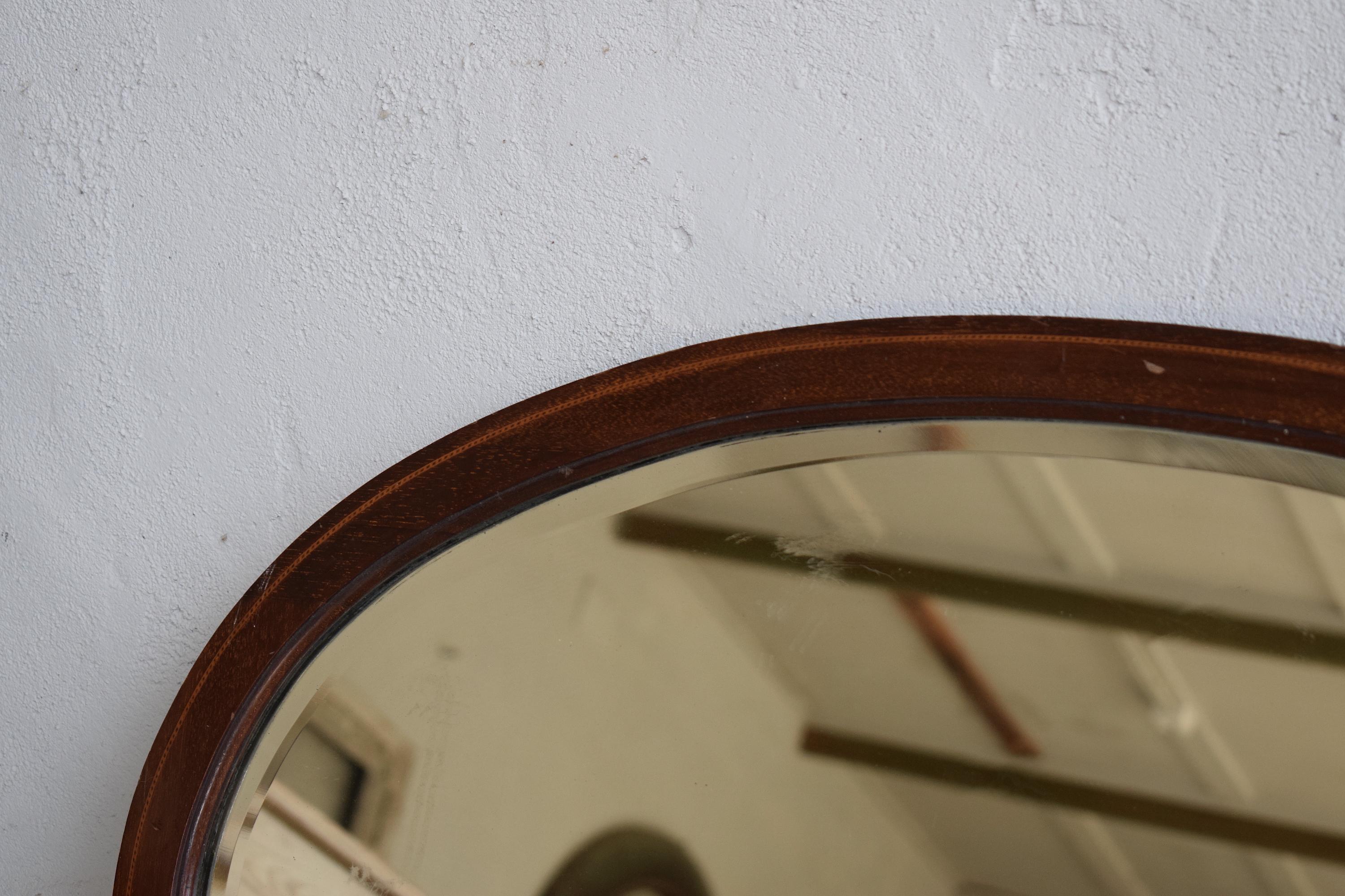 Antique Edwardian English Mahogany Oval Mirror 1