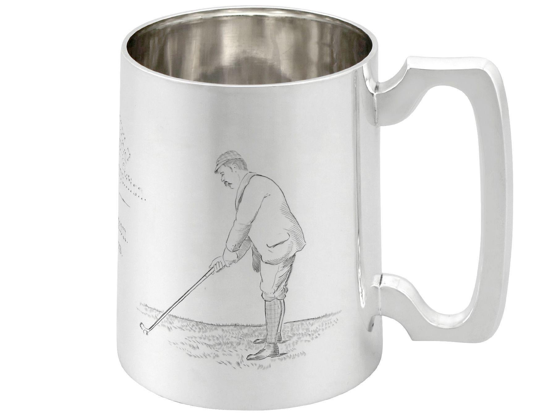 Antique Edwardian Sterling Silver Golfing Mug In Excellent Condition In Jesmond, Newcastle Upon Tyne
