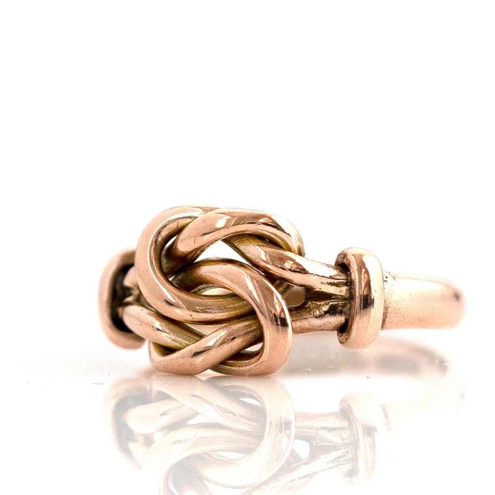 Antique Edwardian 1905 9 Carat Lover's Knot 9 Carat Rose Gold Ring 2