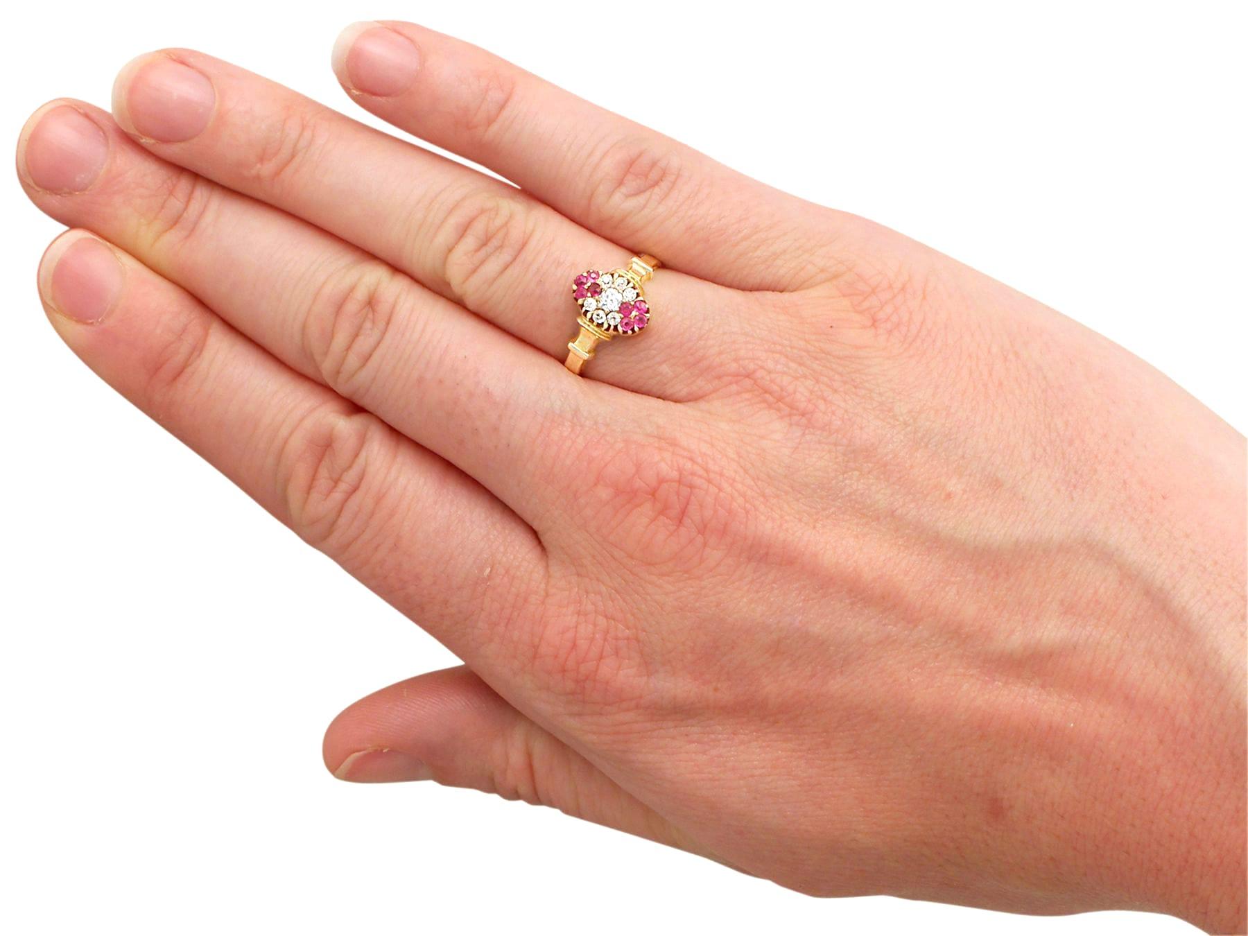 Antique Edwardian 1905 Diamond Ruby Gold Cocktail Ring For Sale 1